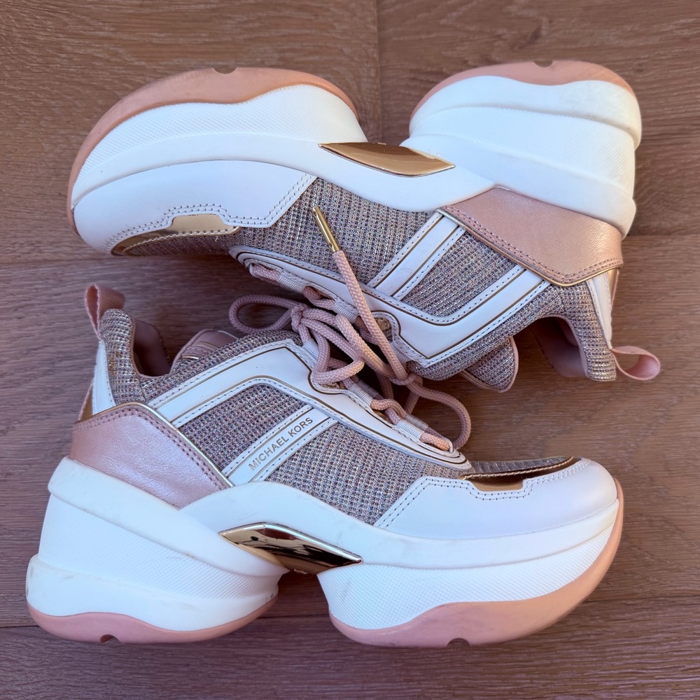 Michael Kors Olympia Sneakers Size 7.5 Pink White 🩷